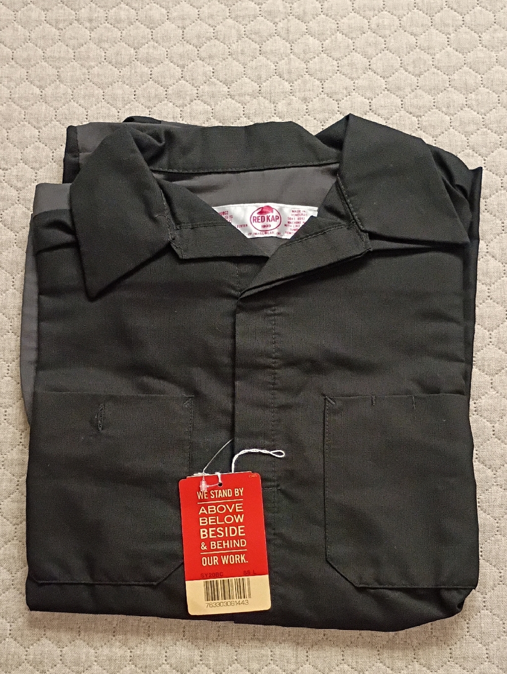 RedKap Work Shirt Men's Large Short Sleeve Black Gray "Audio Monkey" New w/Tags - Picture 2 of 10